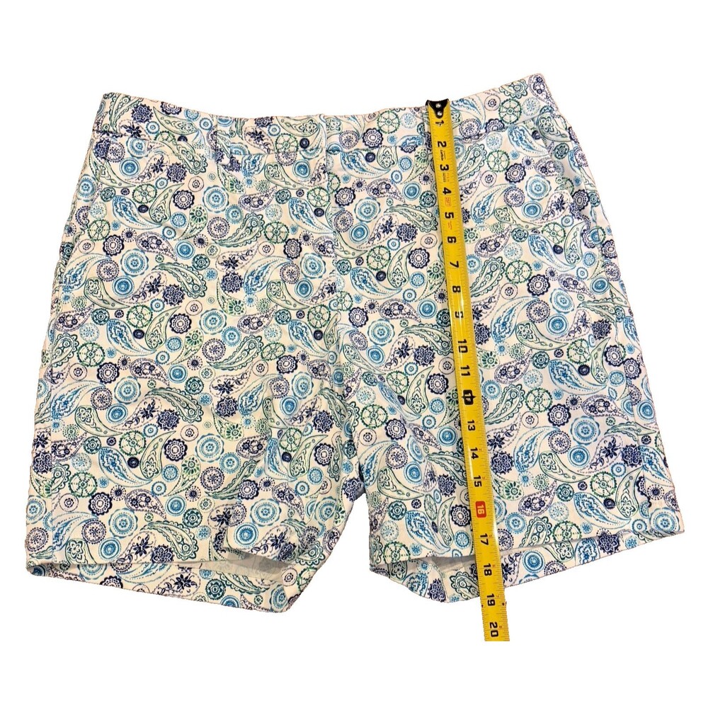Lands End Women's Shorts Size 14 Chino Paisley Cotton Stretch Mid Rise 7" inseam - Picture 6 of 10